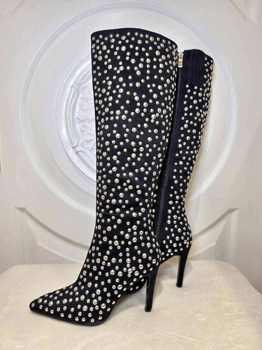 Studded Over-the-Knee Boots Black US 7.5
